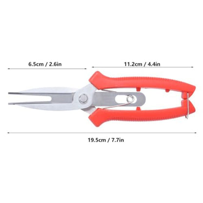 2 Pcs Pruning Shears, Stainless Steel Straight Pointed with Safety Lock, Red Ergonomic Handle,7.7Inch for Flowers Fruit Trees Small Branches Yard Maintenance