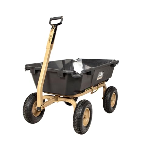 Heavy-Duty Garden Cart on Wheels – 7 Cu. Ft. Patented Dual Side Poly Dump Cart, 1200 lb. Capacity, All-Terrain Utility Wagon with No-Flat Wheels for Yard, Garden, Farm & Work - size: 13" No-Flat