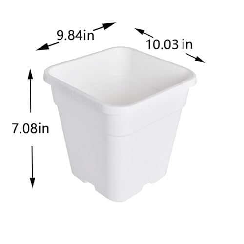 10 Pack 3 Gallon White Square Planter Nursery Pot for Indoor Outdoor Vegetables Succulents