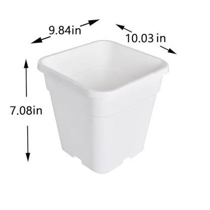 10 Pack 3 Gallon White Square Planter Nursery Pot for Indoor Outdoor Vegetables Succulents