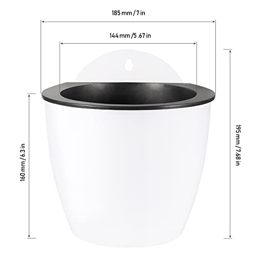 MOUYAT 10 PCS 7 Inch Plastic Wall Mounted Lazy Flower Pots, White Self Watering Hanging Planters with Hooks and Ropes, Water Hanging Plant Pots for Indoor Outdoor Plants - size: 7 Inch 10 PCS