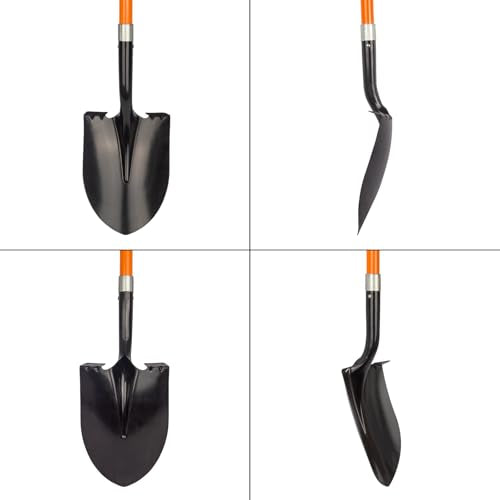 VNIMTI Heavy Duty Gardening Shovel, 56 Inch Round Blade with Fiberglass Handle (Orange) - color: Orange