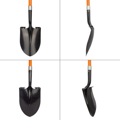 VNIMTI Heavy Duty Gardening Shovel, 56 Inch Round Blade with Fiberglass Handle (Orange) - color: Orange