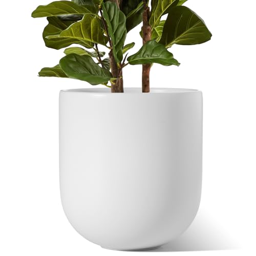 LE TAUCI 12 Inch Ceramic Pots for Plants, Large Planter, White - color: White, size: 12“
