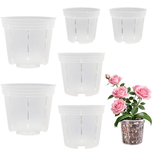 Orchid Pot with Drainage Holes, 6 Pack 4/5/6 Inch Clear Plastic Breathable Slotted Pots for Repotting-Root Control Planter-Sturdy Plastic Plant Pot for Butterfly Orchid, Hydroponics, Indoor & Outdoor - size: 4/5/6 Inch 6Pcs
