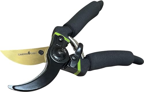 Garden Guru Soft Grip Garden Pruning Shears Scissors Clippers - Hardened Titanium Blades - Comfort Grips – Heavy Duty Bypass Hand Pruners Branch Cutters - for Gardening Trimming Bushes Flowers Plants - size: 1 Pack, style: Soft Grip Titanium Bypass