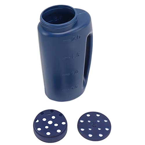 Handheld Fertilizer Spreader, Crop Spreading Salt Sowing Pot Hand Held Grass Seed Spreader Weed and Feed Spreader for Seeds, Fertilizer, Salt, Adjustable Hole Size (Blue)