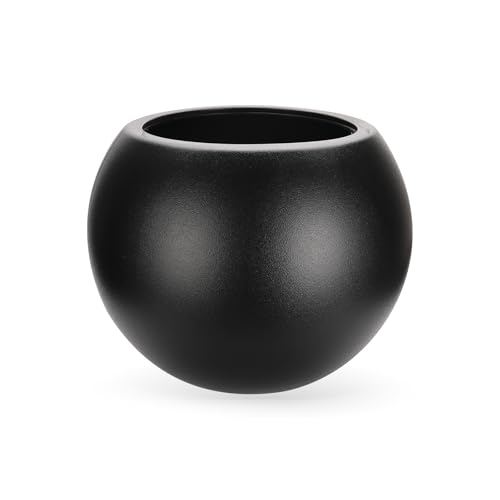 Large Round Planter,Planters for Indoor Plants & Outdoor,Durable Plastic Material Sphere Planter with Drainage Hole & Rubber Plug Weather Resistant,Plant Pot - color: Black, size: 19.69''D X 15.75''H