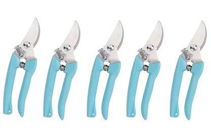 5pcs Garden Flower Shears Pruning Shears 6.9 inches Scissors Heavy Duty Plant Scissors for Cutting Flowers, Trimming Plants, Bonsai, Fruits Picking (Blue Handle 5pcs) - style: Blue Handle 5pcs