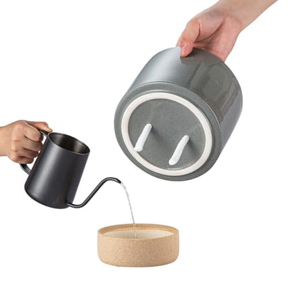 6 Inch Ceramic Self Watering Planter with Drainage Hole, Dark Grey - color: Darkgrey, size: Small