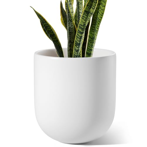 LE TAUCI 10 Inch Plant Pot, Ceramic Pots for Plants, White - color: White, size: 10"