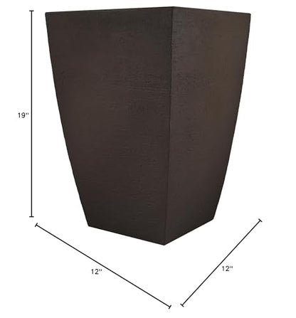 Tusco Products MSQT19ES Modern Square Garden Planter, 19-Inch, Espresso - color: Espresso, size: 19 Inch