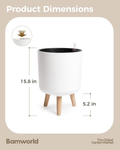 Bamworld Self Watering Pots for Indoor Plants with Water Level Indicator - size: 10 in