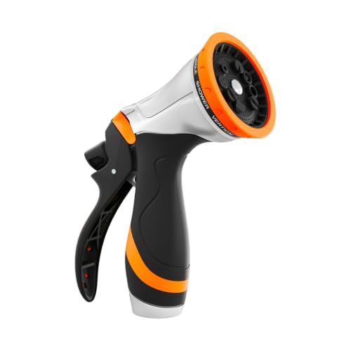 QUOBAS Metal Garden Hose Nozzle, Heavy Duty Water Hose Sprayer, Leak Proof - color: Orange