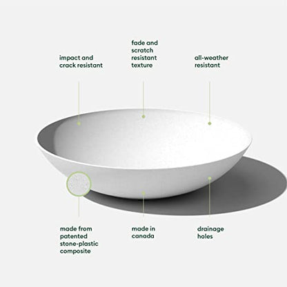 Veradek Mason Series Lane Bowl - Large Outdoor Bowl Planter - color: White, size: 8"H x 32"DIA 2PK