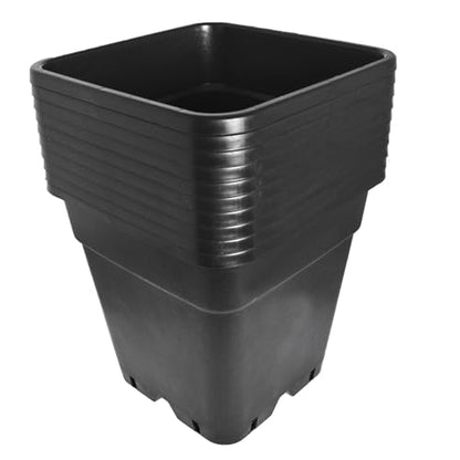 Plant Nursery Pot 10-Pack 3 Gallon Square Plastic Garden Planter Pots Flower Seedling Injection Molded Container Seed Starting Pot Set for Indoor Outdoor Plants Seedlings Vegetables Black