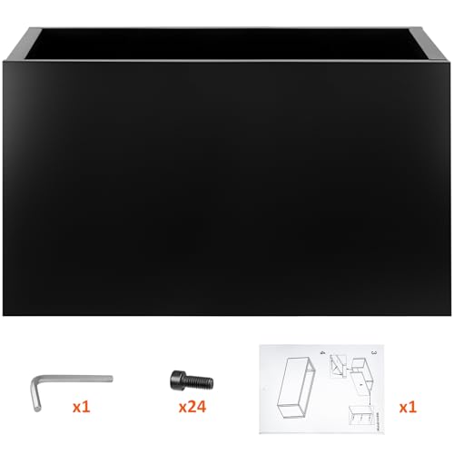 40"x16"x24" Steel Planter Box, Metal Large Rectangular Planter - color: Black, size: 40"L x 16"H x 24"W