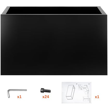 40"x16"x24" Steel Planter Box, Metal Large Rectangular Planter - color: Black, size: 40"L x 16"H x 24"W