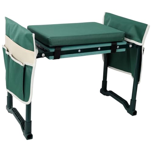 Garden Kneeler and Seat, Heavy Duty Portable Lightweight Bench with 2 Free Tool Pouch and EVA Foam Pad,Sturdy Steel Pipe Practical Garden Tools Foldable Gardening Gifts for Women Men Gardeners