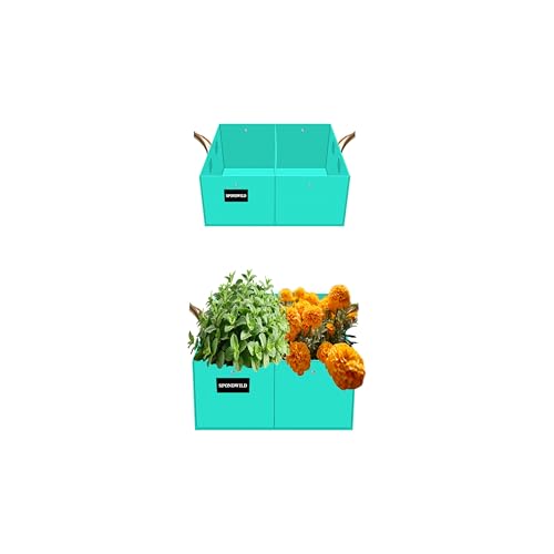 2 Pack 6 Gallon Divided Flexible Rectangular Grow Bags, Outdoor - size: 6 Gallon