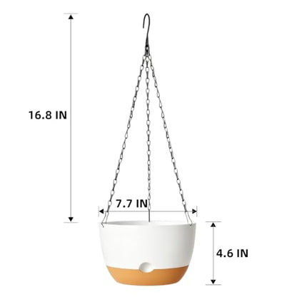 Hanging Planters, 4 Pack, Self-Watering, 7.5 Inch, White - color: White, size: 7.5 Inch