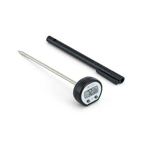 Taylor Pro Instant Read Digital Food Thermometer – Stainless Steel Probe with 0.4" Dot Matrix Display, -58°F to 448°F Temperature Range for BBQ, Baking & Candy Making (Black and Stainless) - color: Black