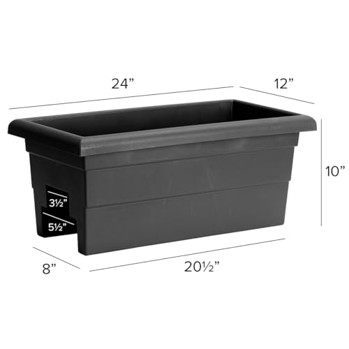 Root & Vessel Countryside Railing Planter Box, 24 Inch, Black - color: Black, size: 24 Inch