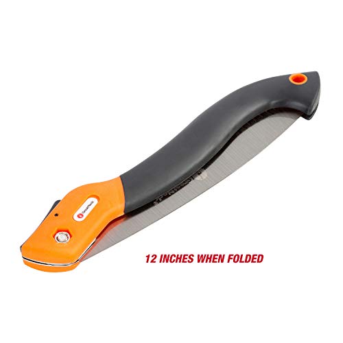 GreatNeck PRS10 10" Folding Pruning Saw | Cut Branches up to 6 Inches in Diameter | Compact Saw – 10 Inch Blade, 12 Inch Total Length | Camping & Gardening Saw | Carbon Steel Saw Blade