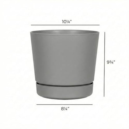 Root & Vessel Majestic Full Depth Round Cylinder Pot, Glossy Gray, 10-Inch (10100) - color: Gray, size: 10 Inch
