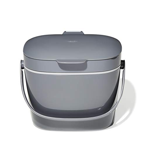 OXO Good Grips Easy-Clean Compost Bin, Charcoal, 1.75 Gal/6.62 L - color: Charcoal, size: 1.75 Gallon