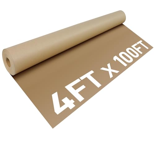 4 x 100 Ft Biodegradable Weed Barrier, Heavy Duty Garden Paper Biodegradable Landscape Fabric for Weeds Control, Thick Paper Garden Mulch Rolls Weed Grass Blocker Paper Mat for Garden Lawn Flower Beds - size: 4x100ft