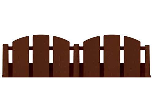 EasyFlex No-Dig Landscape Edging with Anchoring Spikes, 4.5 in. Tall Decorative Adirondack Wood-Look Fence Garden Border, 15 Foot Kit, Brown (3600BR-15C-6) - color: Brown, size: 15 Foot