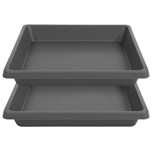 Square Plant Saucer 10 Inch 2 Pack, Plant Drip Trays and Flower Pot Saucers，Doubles Plant Water Catcher Tray, Plant Trays for Indoors No Holes, Plant Drainage Tray Saucers for Potted Plants - color: Gray, size: 10"(2Pack)