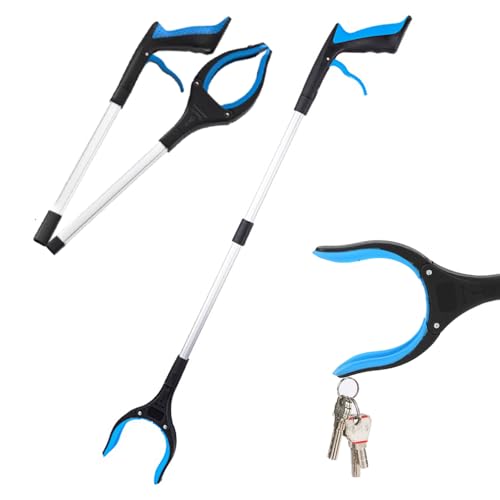 32" Trash Grabber Reacher Tool, Reach Grabbers for Seniors Heavy Duty, Elderly Assistance Products with Magnet Leaf Picker Upper, Gripper Pick up Sticks Hand Tools Gripper Pickup Mobility Aids (Blue) - color: Blue