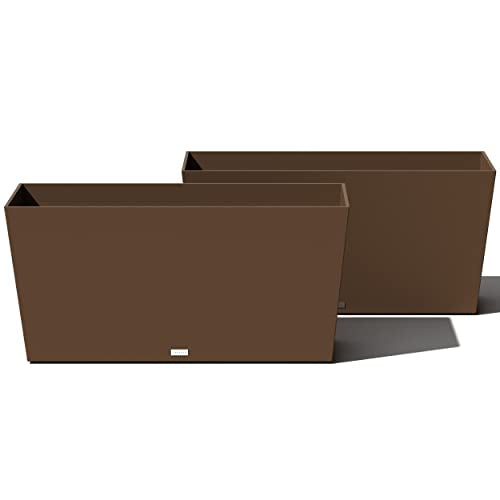 Veradek Pure Series Midori Planter - Wide Outdoor Planter - color: Espresso, size: 39 inch - 2 Pack