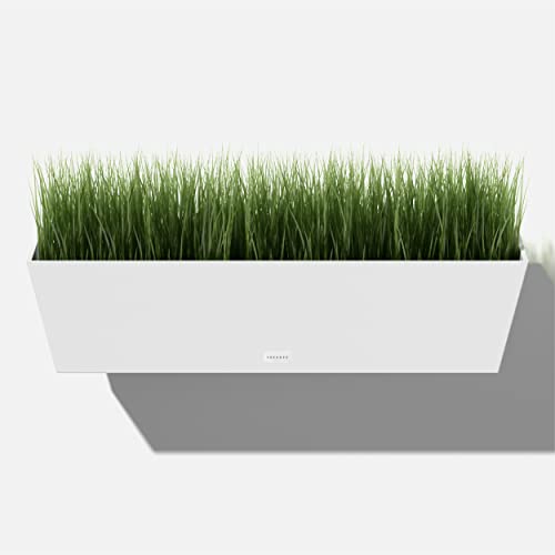 Veradek Pure Series Railing Planter - Tapered Window Box with Bracket - color: White, size: 36 inch