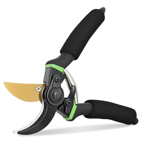 Yesker Pruning Shears for Gardening 8.5" Professional Bypass Garden Scissors Yard Clippers with Sharp SK5 Steel Blade Heavy Duty Hand Pruners for Branch Flower Plant Trimming Cutting Gardening Tools - size: 1PCS 8.5" Black & Green