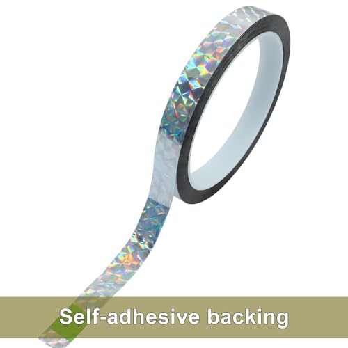Jiozermi 0.47in Self-Adhesive Holographic ReflectiveTape,Silver,55Yard - size: 0.47 Inch x 55 Yard
