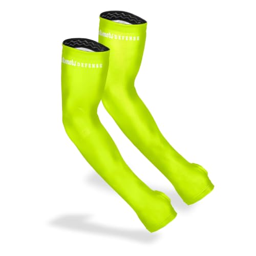 FARMER'S DEFENSE Gardening Arm Sleeves|UV Cooling Protective Sleeve Women & Men|Anti-Scratch Cover Sun UPF Outdoor Protection - Yellow - S/M - color: High Visibility Yellow, size: Small-Medium