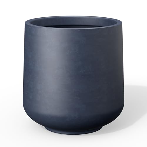 Kante Accent Round Curved Charcoal Concrete Planter 13" Dia, Outdoor - color: Charcoal, size: 11.6" D