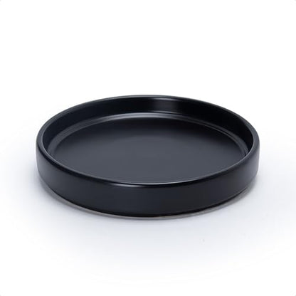D'vine Dev Ceramic Plant Saucer/Drainage Tray, 7.1 in, Black, 97-T-B-3 - color: Black, size: 7.1" (1 Pack)