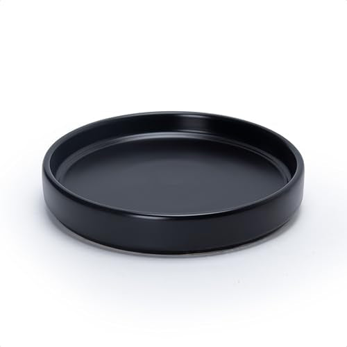D'vine Dev Ceramic Plant Saucer/Drainage Tray, 7.1 in, Black, 97-T-B-3 - color: Black, size: 7.1" (1 Pack)