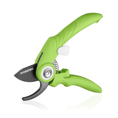 WORKPRO 6.9" Bypass Pruning Shears Gardening Scissors with SK5 Blade, Green - color: Green
