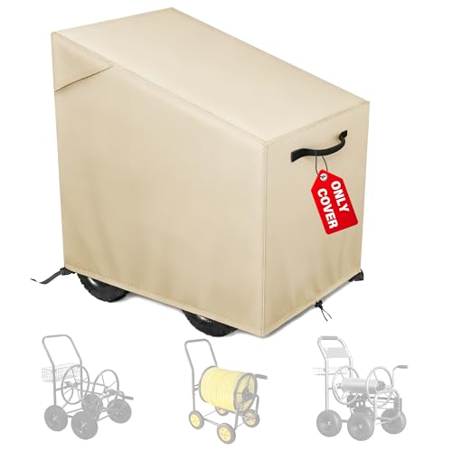 Garden Hose Reel Cart Cover,Waterproof, Dustproof and Sun-Proof Protect Your Garden Hose Reel Cart and prolong its Life(28"W x36"D x 36"H) - color: Khaki - Four Wheels Hose Reel Cart Cover, size: 0-300FT