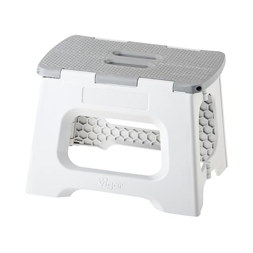 Vigar Compact Foldable Step Stool, 9-Inch, Gray - color: Gray, size: 9-Inches