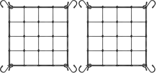 2x2 Ft Heavy Duty Elastic Trellis Netting for Climbing Plants -2-Pack Plant Support Net with 4 Hooks, Durable Polyester Mesh for Grow Tents, Vegetables, Fruits & Flowers (Black) - size: 2x2ft Stretched size-3mm d