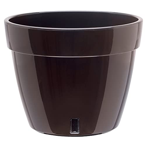 Gardenera 10.6" ASTI Self Watering Planter in Black-Gold/Black - Modern Flower Pot with Water Level Indicator for All House Plants, Flowers, Herbs, Succulents and Hanging Plants - color: Black-gold/Black, size: 10.6 Inch