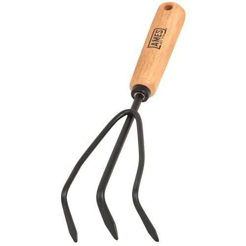 AMES 2446300 Tempered Steel Hand Cultivator with Wood Handle, 11-Inch, Brown - style: Wood Handle Hand Cultivator