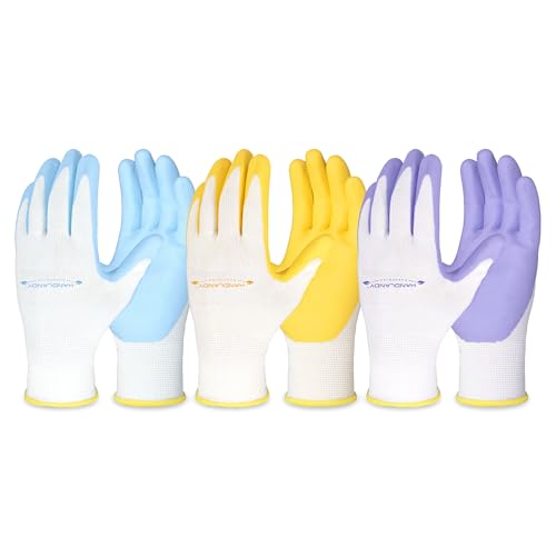HANDLANDY 2/3/6 Pairs Womens Gardening Gloves, Garden Gloves for Women - color: White (3 Pairs), size: Small