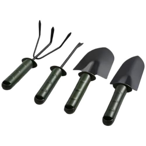 Zvsgej 4-in-1 Garden Tool Set, Army Green Hand Tools with Shovel, Trowel, Rake & Cultivator for Planting, Weeding & Soil